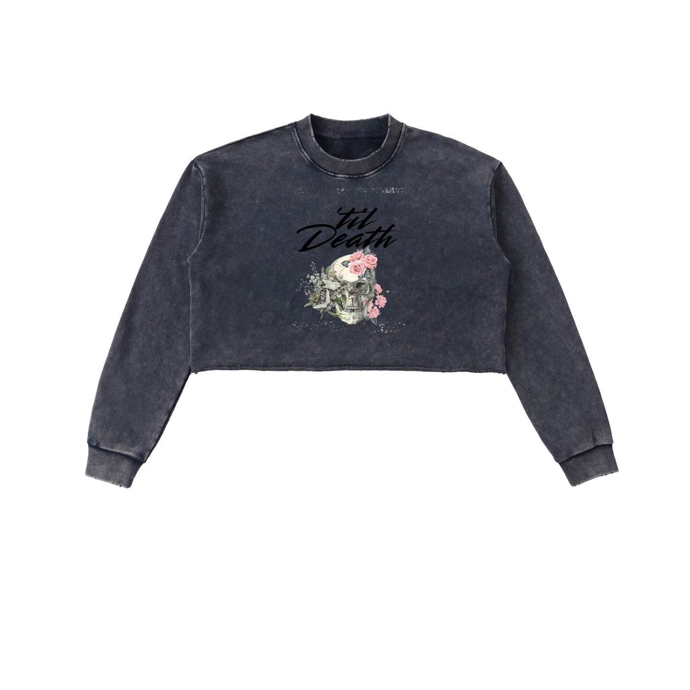 Snow Washed Raw Edge Cropped Sweatshirt