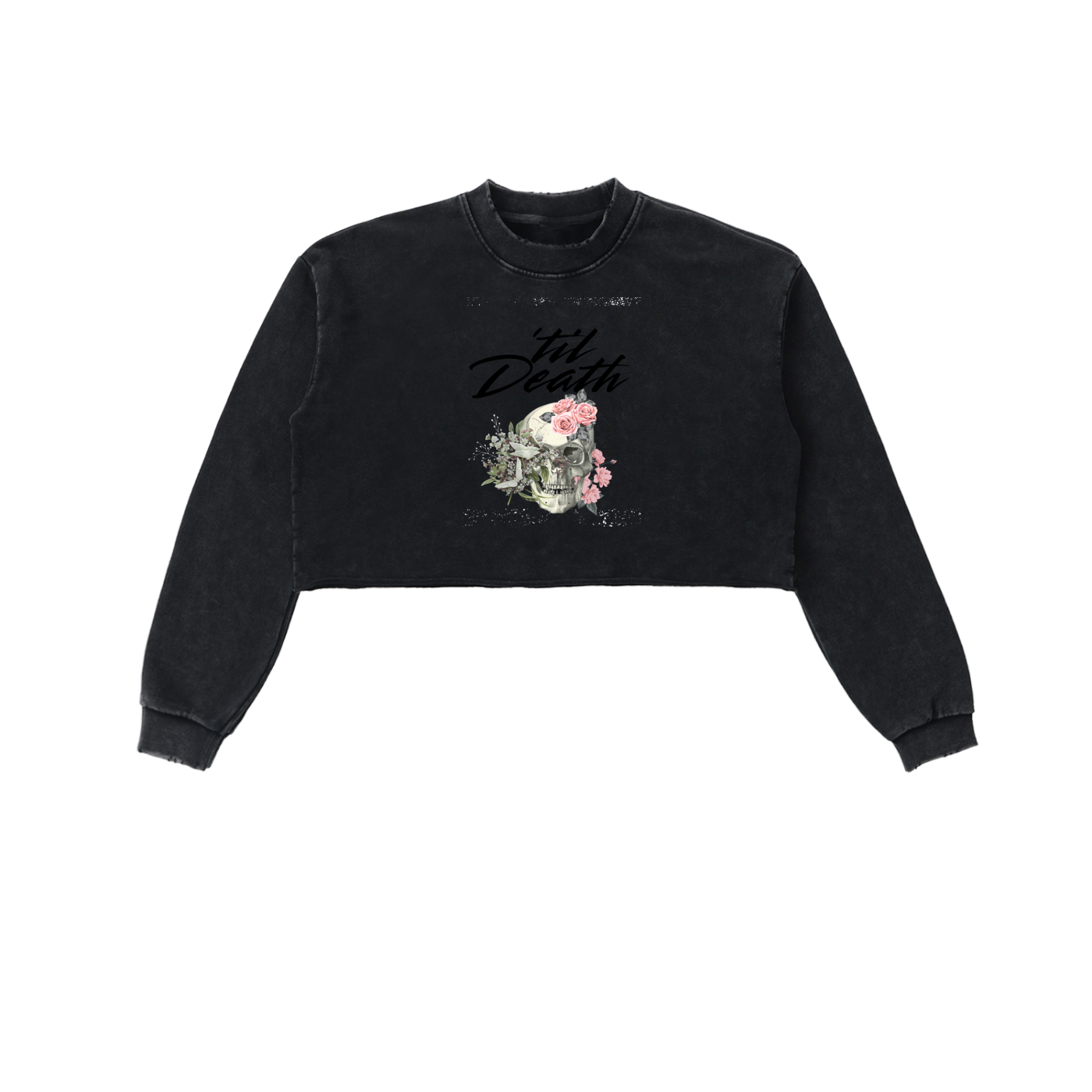 Snow Washed Raw Edge Cropped Sweatshirt
