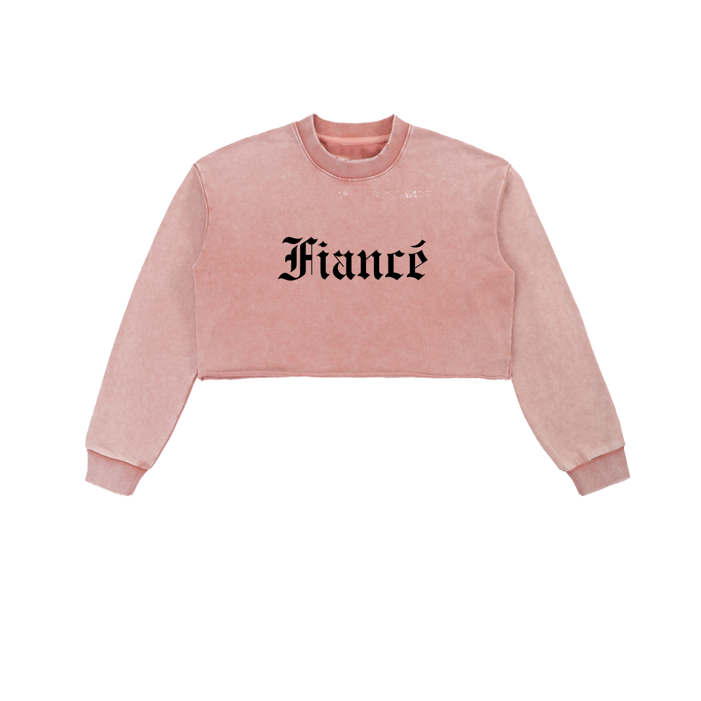 “Fiancé” Snow-Washed Crop Pullover