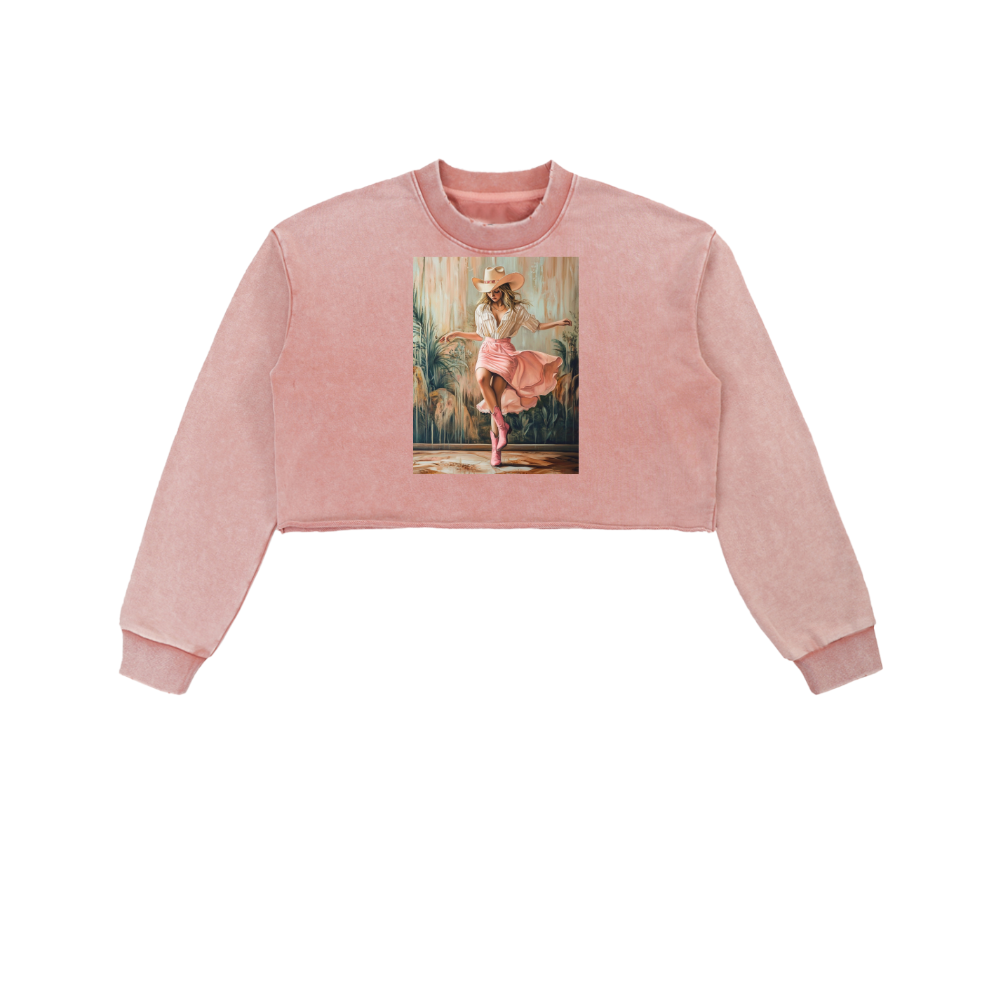 Cowgirl Swing Snow-Washed Crop Pullover