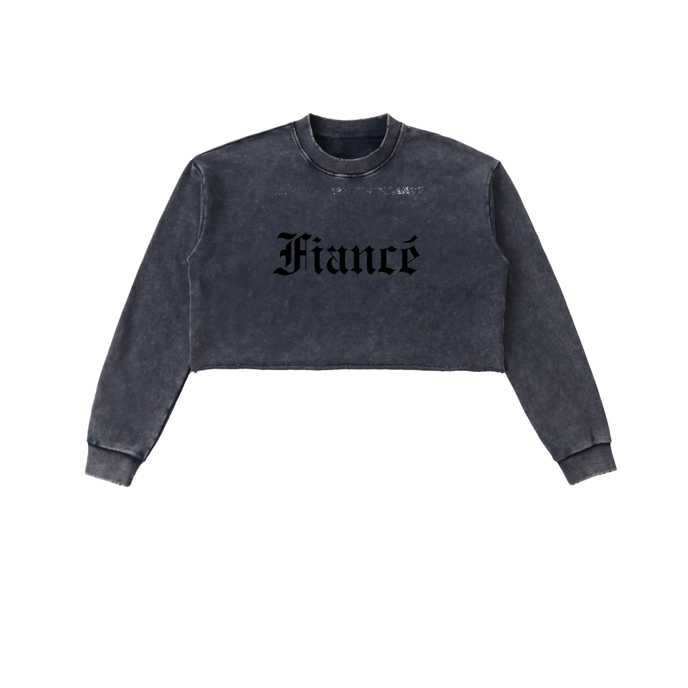 “Fiancé” Snow-Washed Crop Pullover
