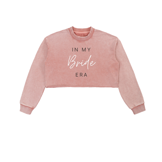 “In My Bride Era” Snow-Washed Crop Pullover