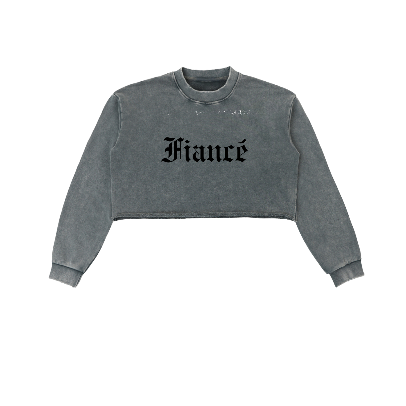 “Fiancé” Snow-Washed Crop Pullover