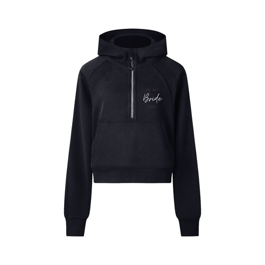 Black hoodie with 'Bride' text on a white background
