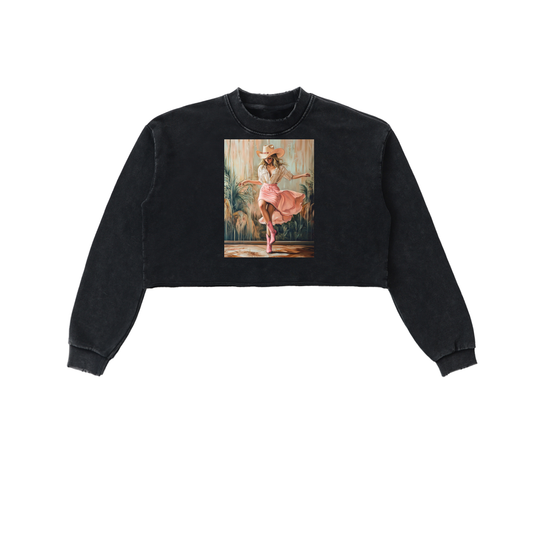 Cowgirl Swing Snow-Washed Crop Pullover